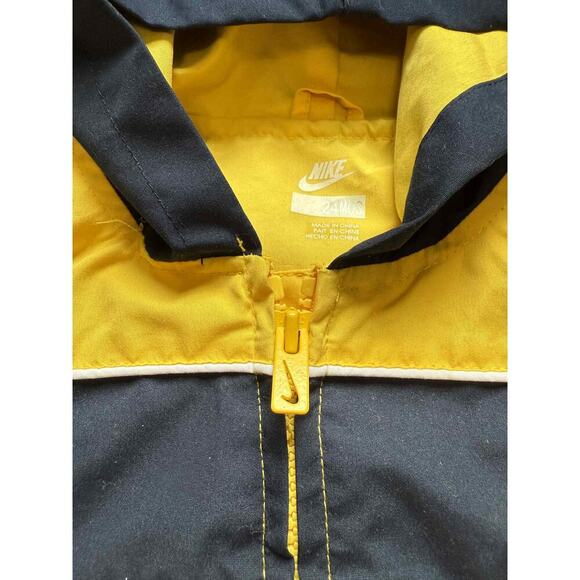 Nike Colorblock Long Sleeve Full Zip Hooded Windbreaker Jacket Yellow Boys 24Mos - Picture 5 of 8